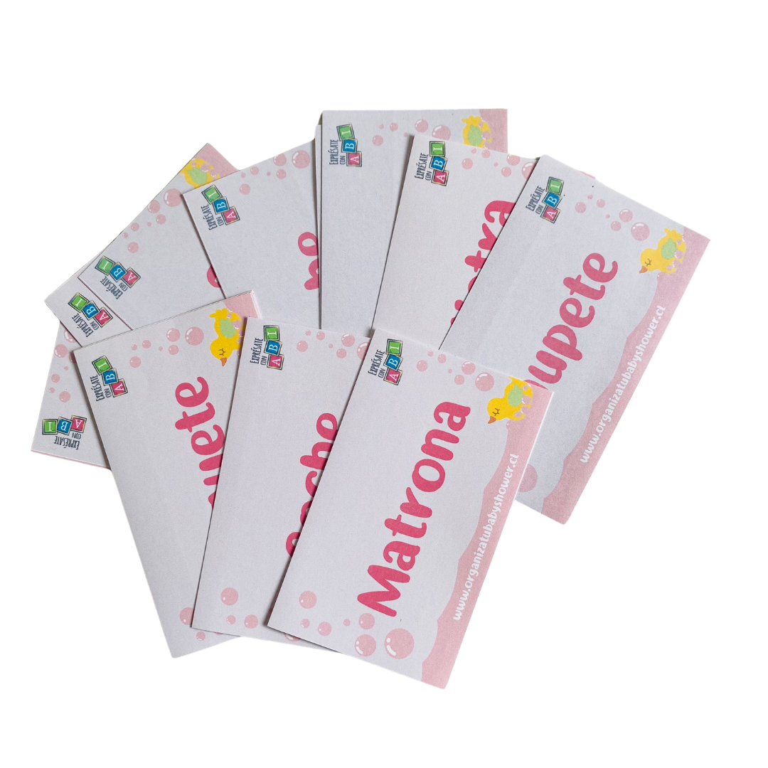 Juego Baby Shower Adivinando Quien Soy en el Mundo del Bebé Niña 12 personas