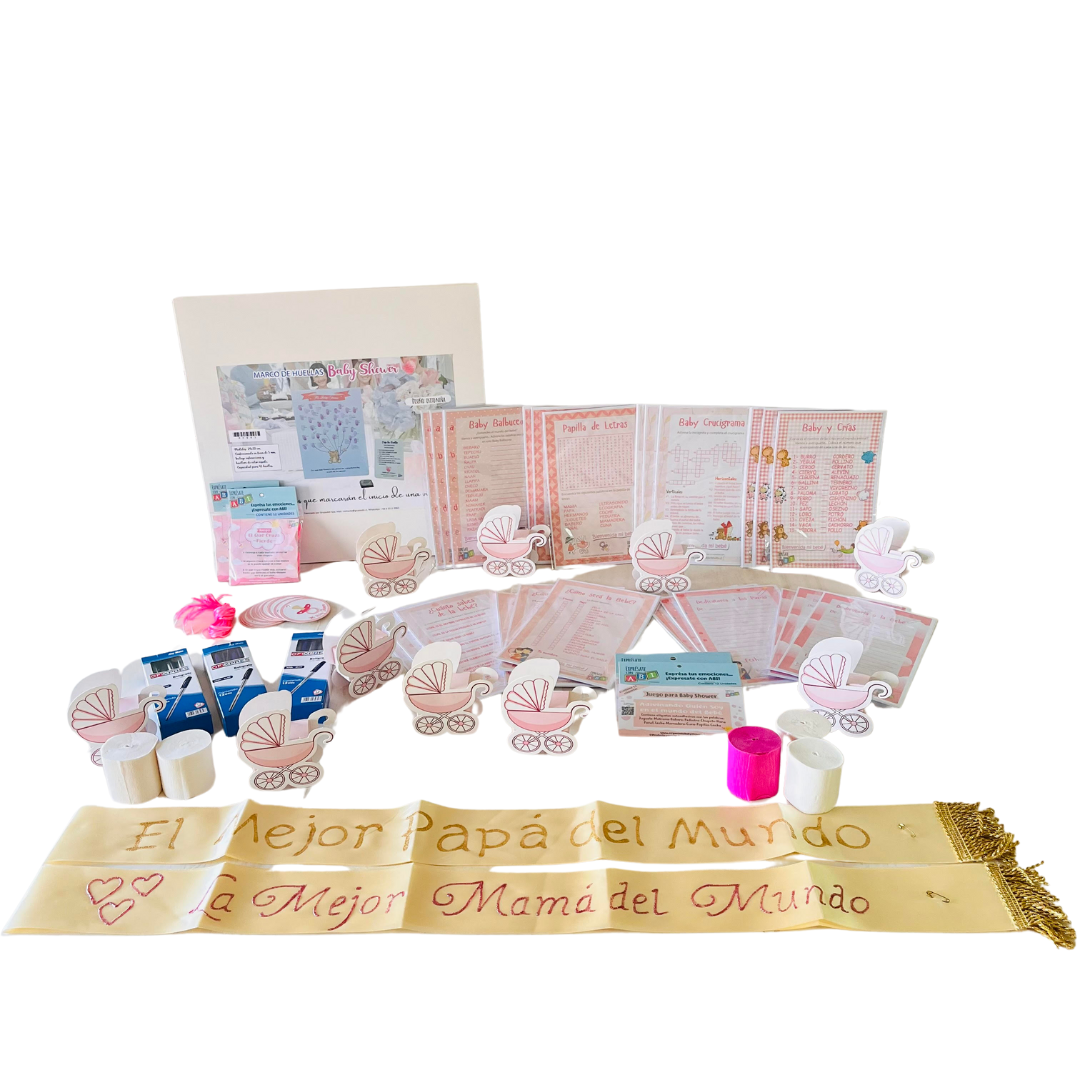 Kit animación Juegos Baby Shower niña 36 personas