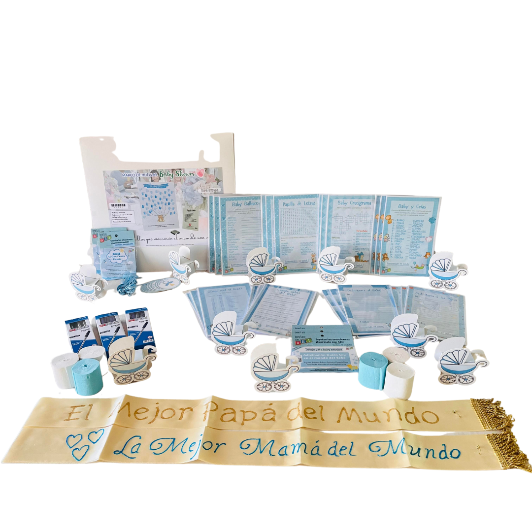 Kit animación Juegos Baby Shower niño 24 personas