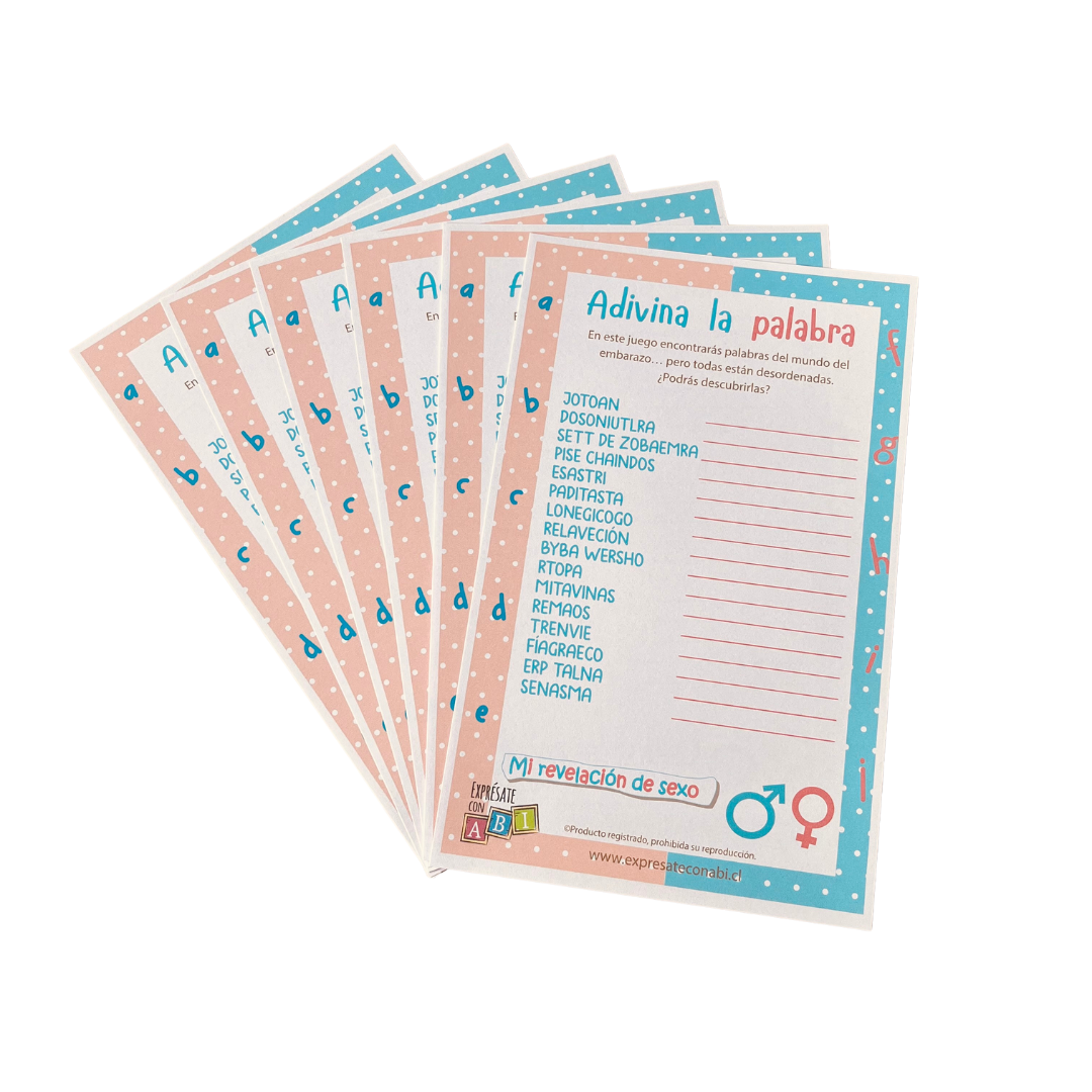 Juego Revelación de Género Adivina la Palabra 12 Personas