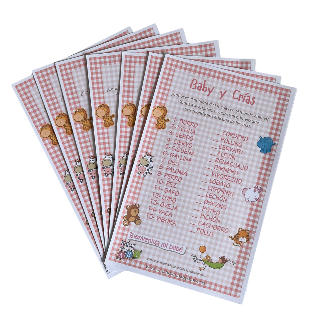 Juegos Baby Shower Baby Crías Niña 12 personas