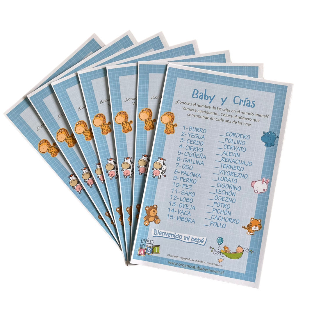 Juego Baby Shower Baby Crías Niño 12 personas