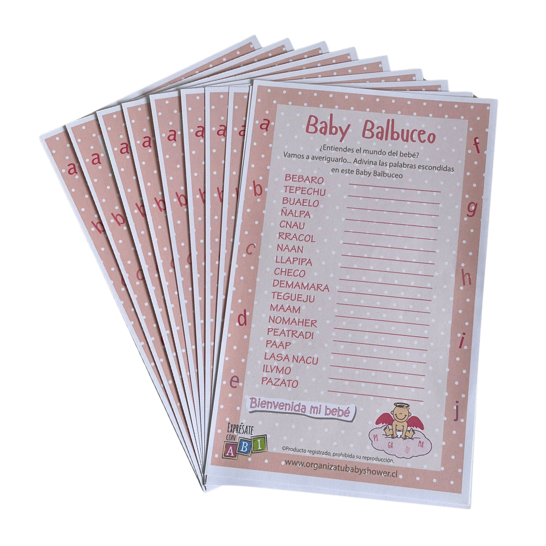 Juego Baby Shower Baby Balbuceo niña 12 personas