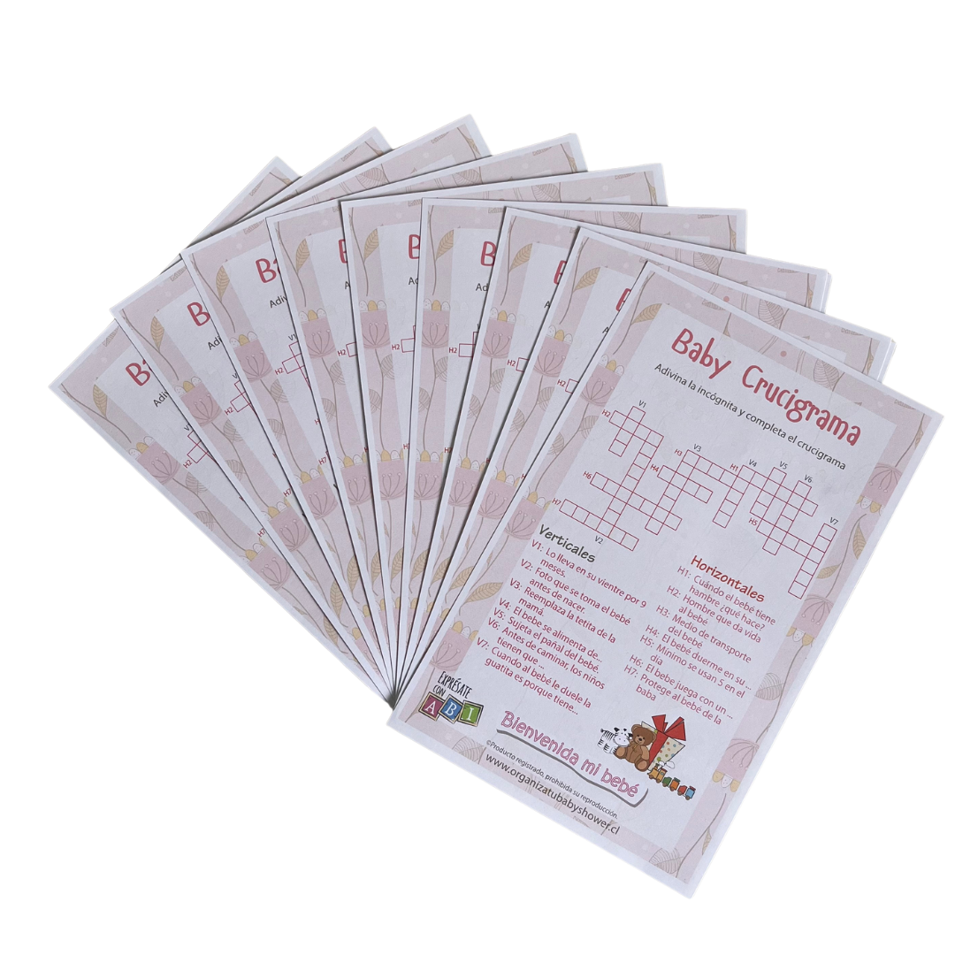 Juego Baby Shower Baby Crucigrama Niña 12 personas