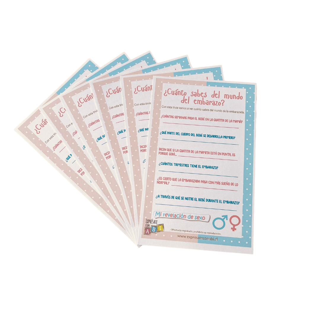 Juego Revelación de género ¿Cuánto sabes del Mundo de la embarazada? 12 Personas