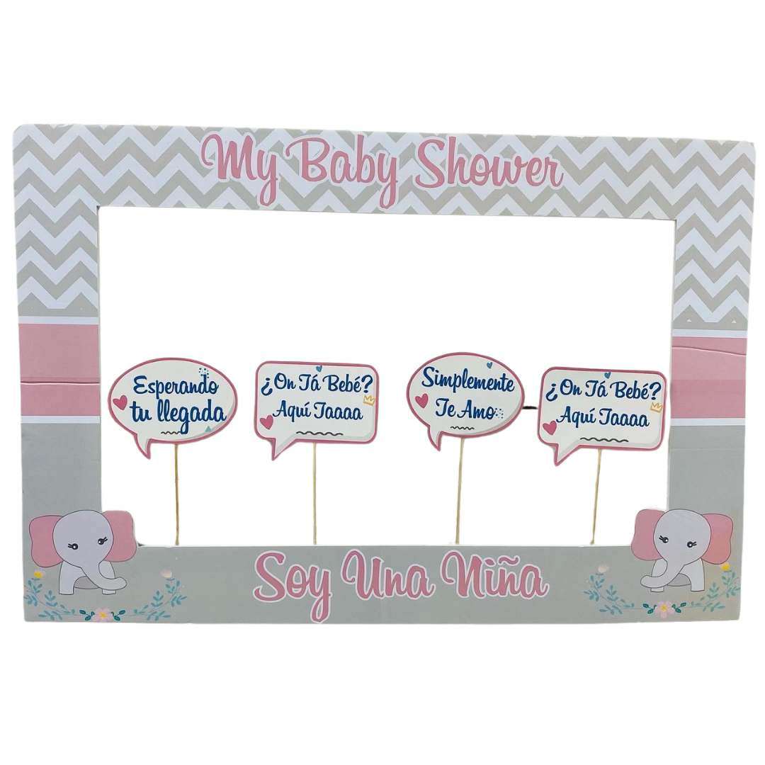 Marco Selfie Baby Shower Elefante Niña