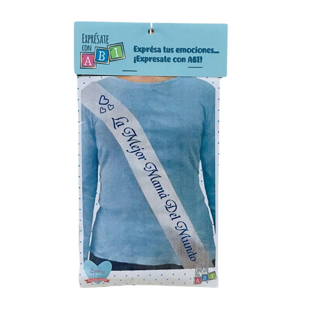 Banda Baby Shower La Mejor Mamá Del Mundo Celeste