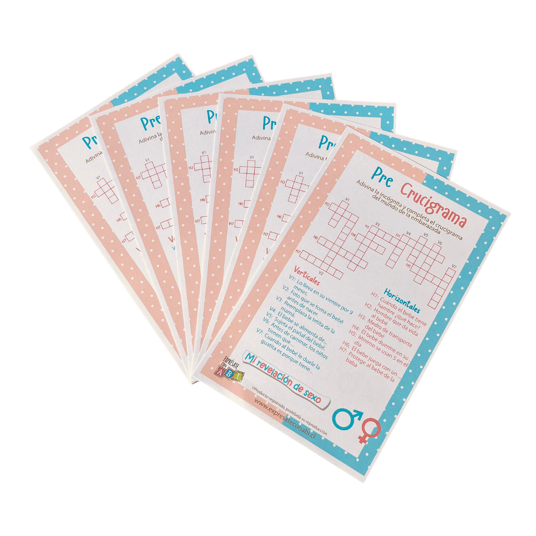Juego Revelación de Género Pre Crucigrama 12 Personas
