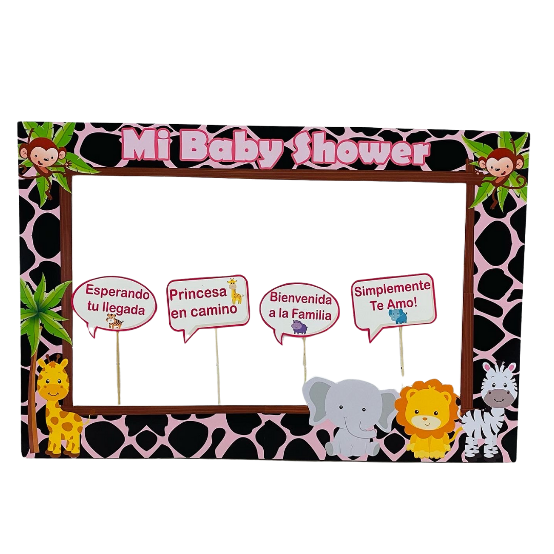 Marco Selfie Baby Shower Safari Niña