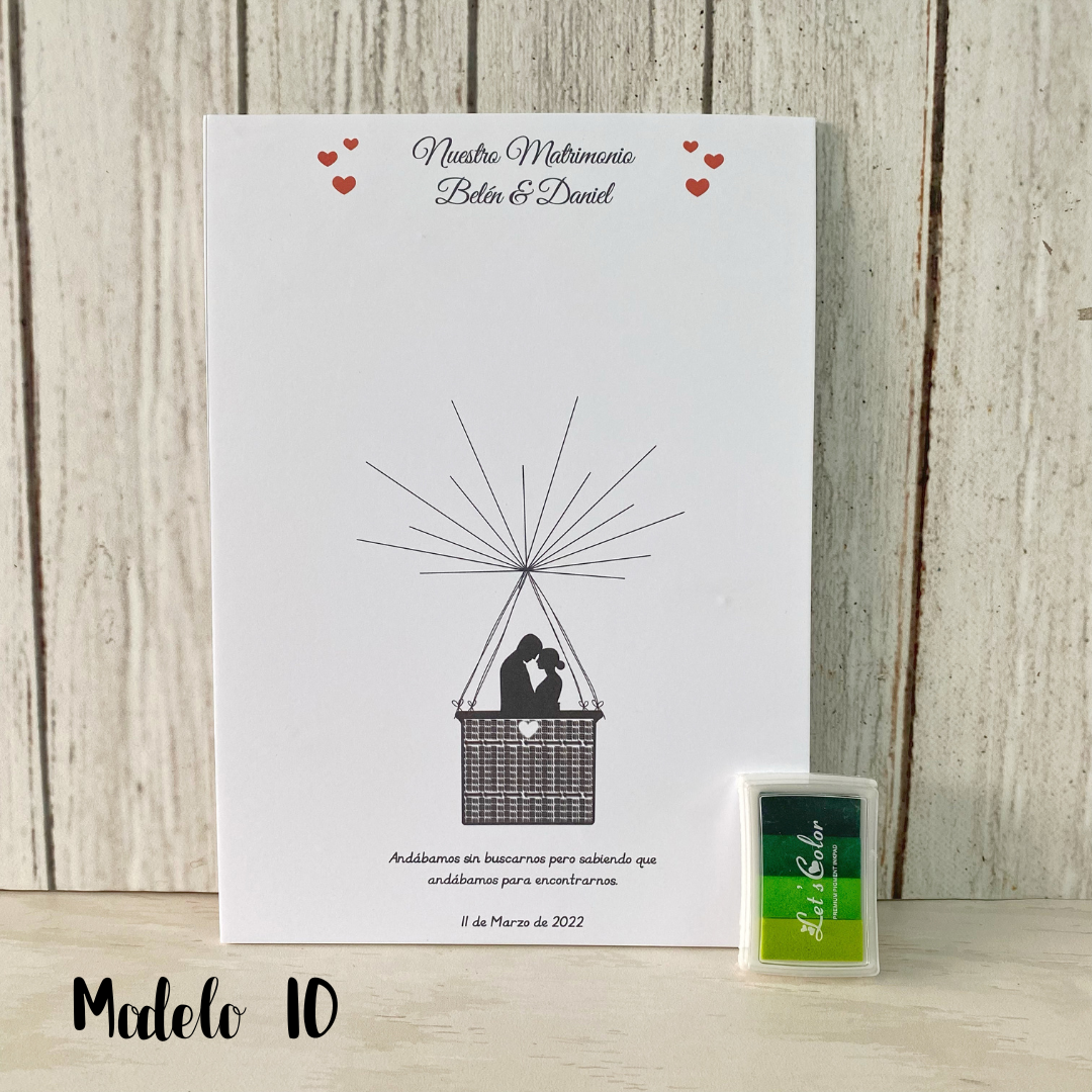Marco de huellas de matrimonio 120 huellas personalizado