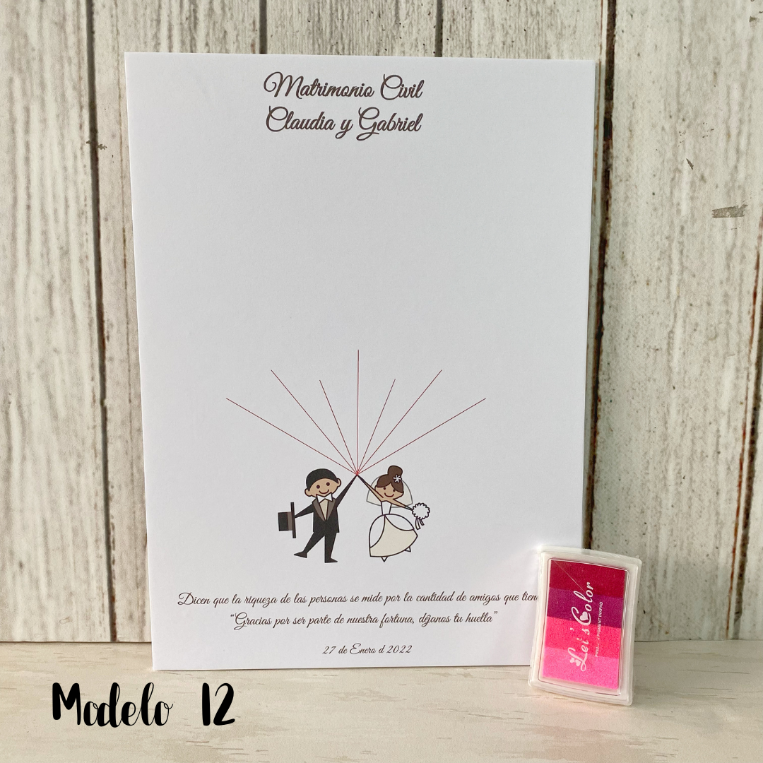 Marco de huellas de matrimonio 120 huellas personalizado