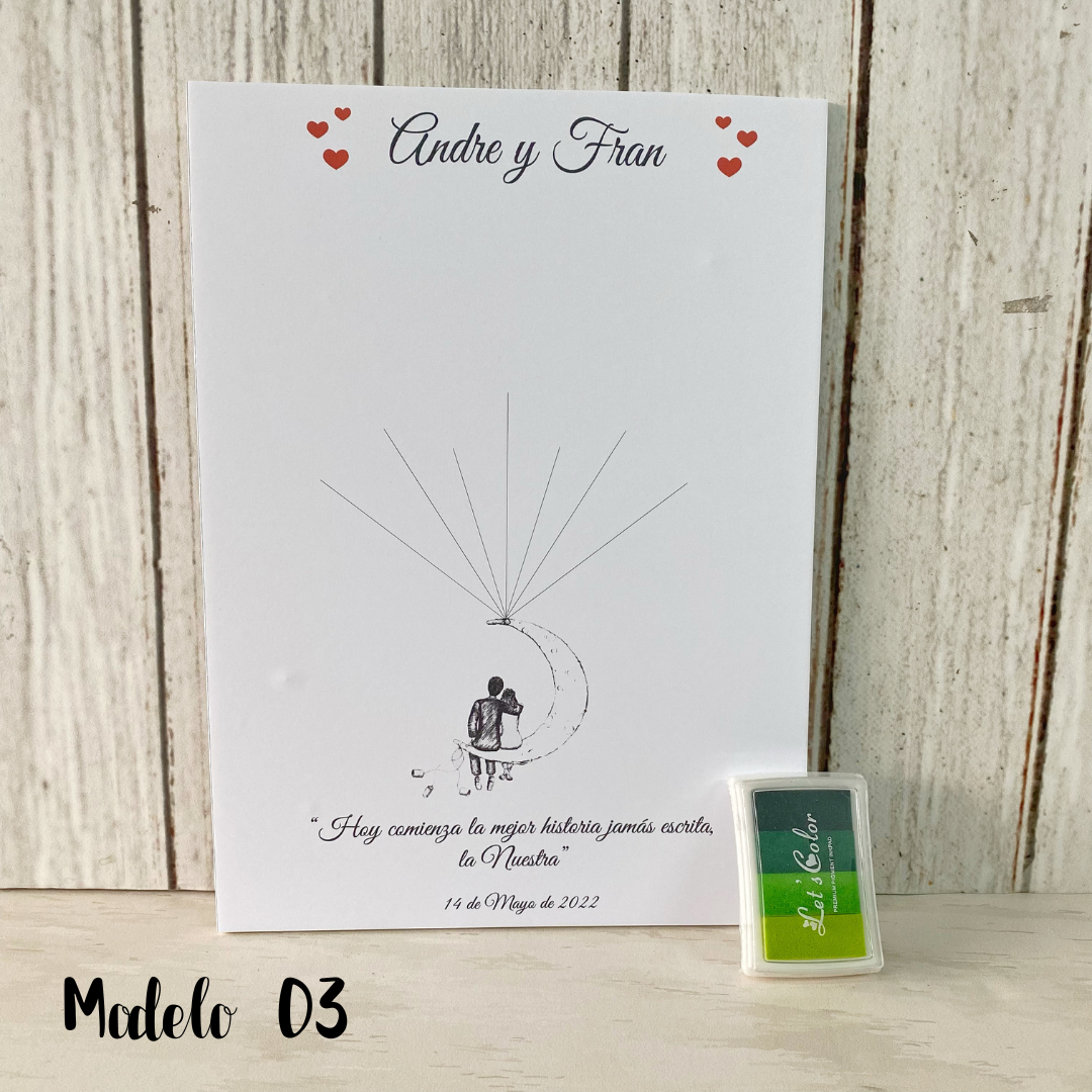 Marco de huellas de matrimonio 120 huellas personalizado