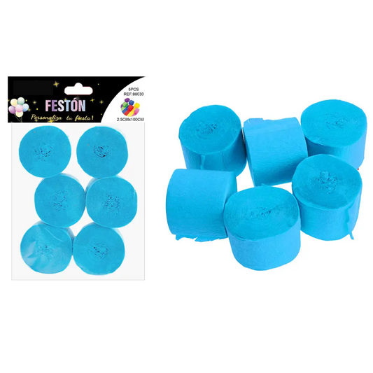Festón para el juego medir la guatita de la mamá celeste 2.5cm*10m 6pcs