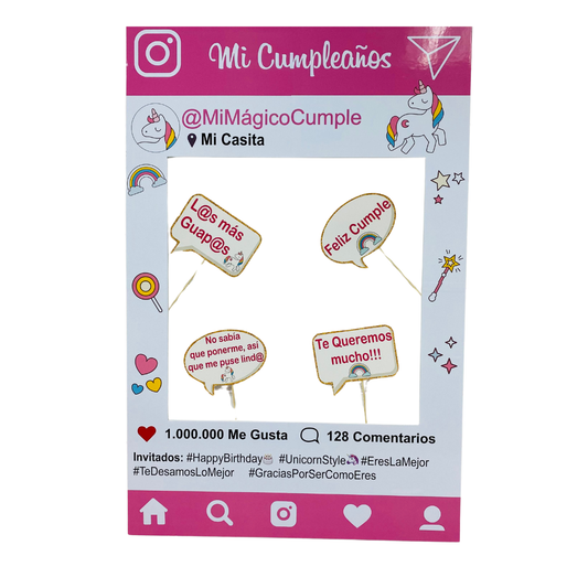Marco Selfie Cumpleaños Instagram Unicornio