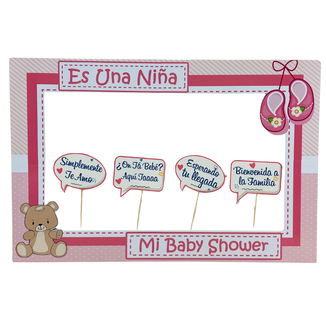 Marco Selfie Baby Shower Osito Niña